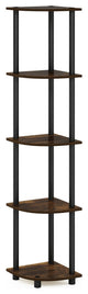 5 Tier Corner Display Rack Multipurpose Shelving Unit, Amber Pine/Black
