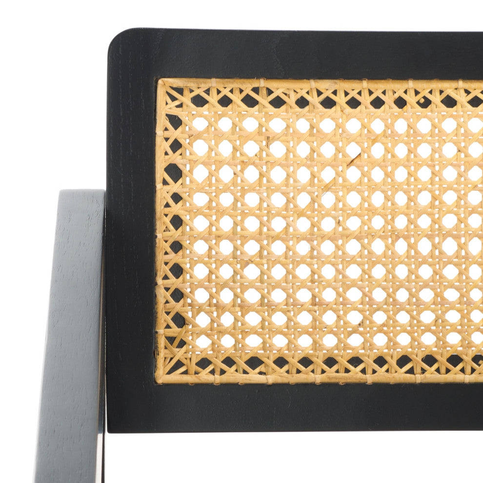 Safavieh Couture Tyrrell Rattan Dining Chair, Black/Natural