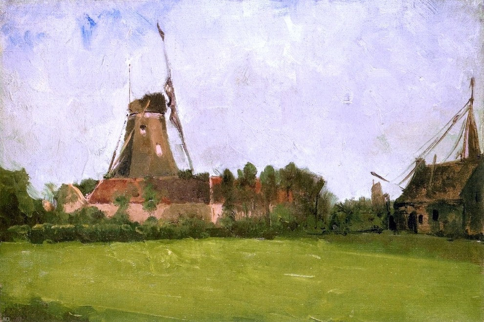 John Twachtman A Windmill in the Dutch Countryside Gallery Wrapped Canvas Print