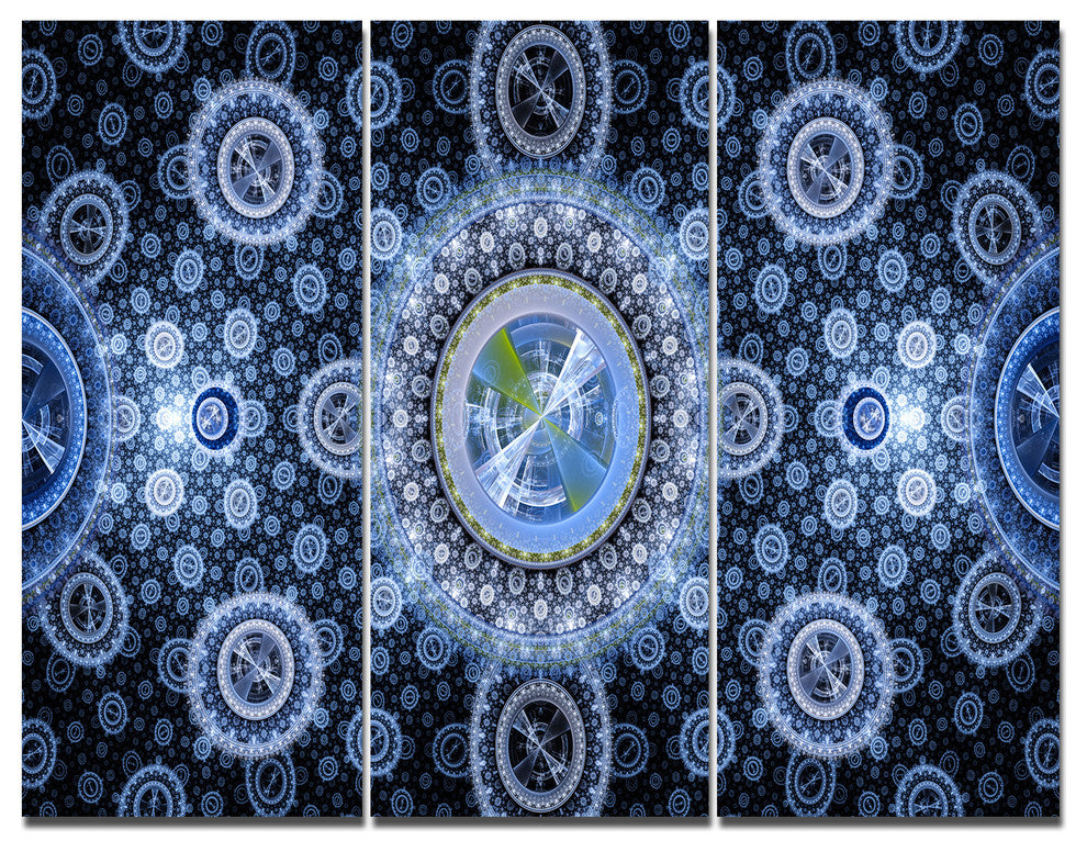 Clear Blue Psychedelic Relaxing Art, Abstract Canvas Art Print, 36x28, 3 Panels