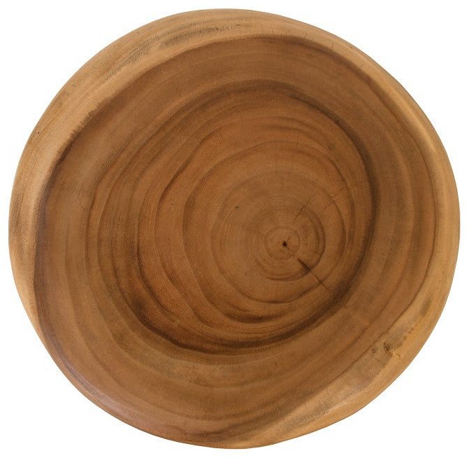 Smoothed Stool on Black Metal Legs, Chamcha Wood, Natural