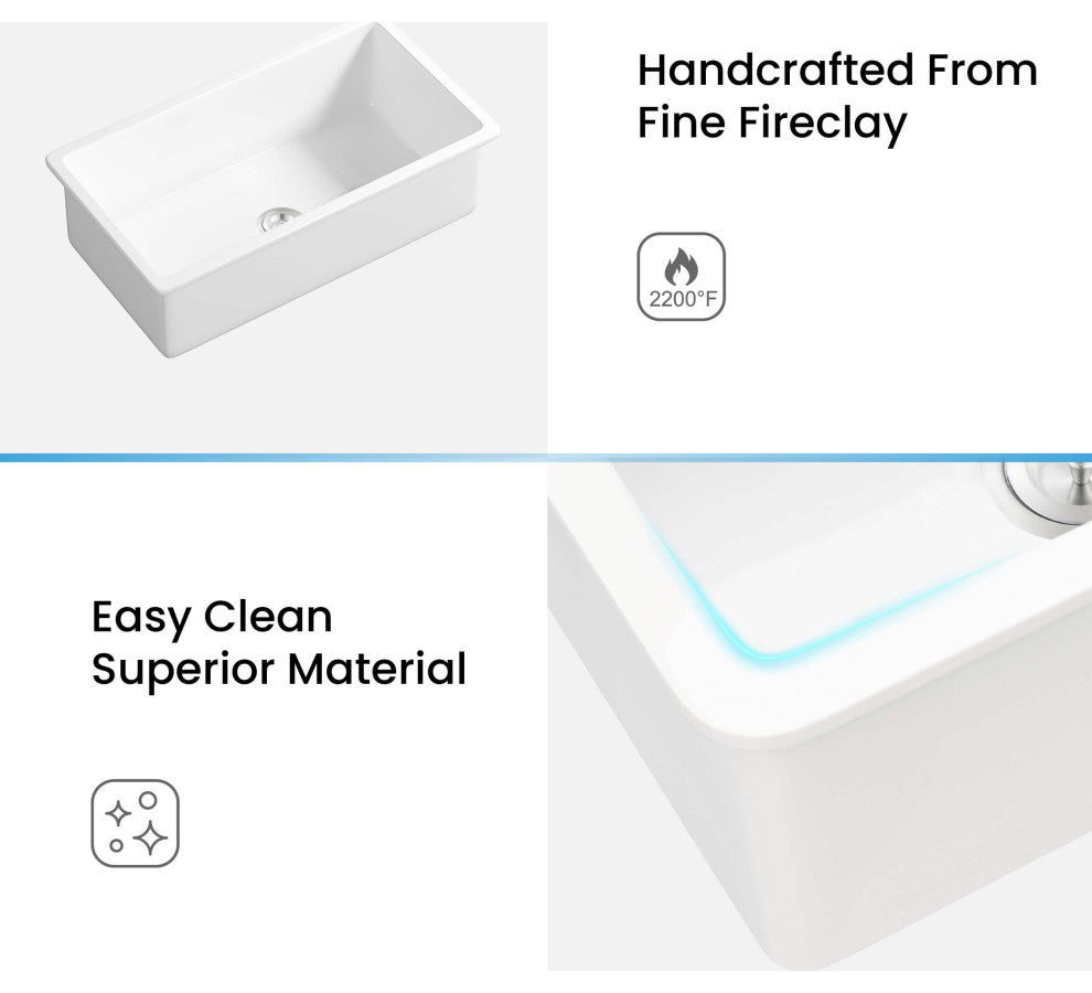 Landis 32"³ Fireclay Kitchen Undermount Sink Single Bowl
