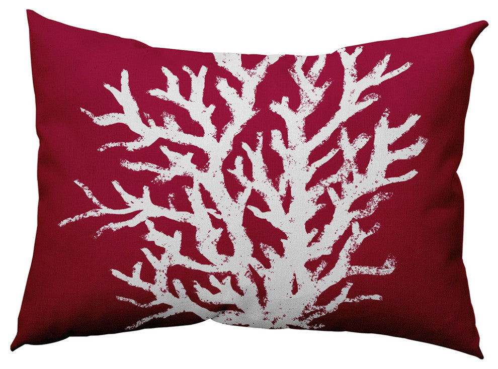 Big Seaweed Polyester Indoor Pillow, Maroon Red, 14"x20"