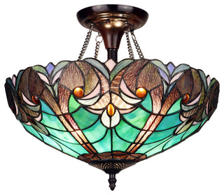 Liaison Victorian-Style 2-Light Ceiling Semi-Flush Mount 16" Wide