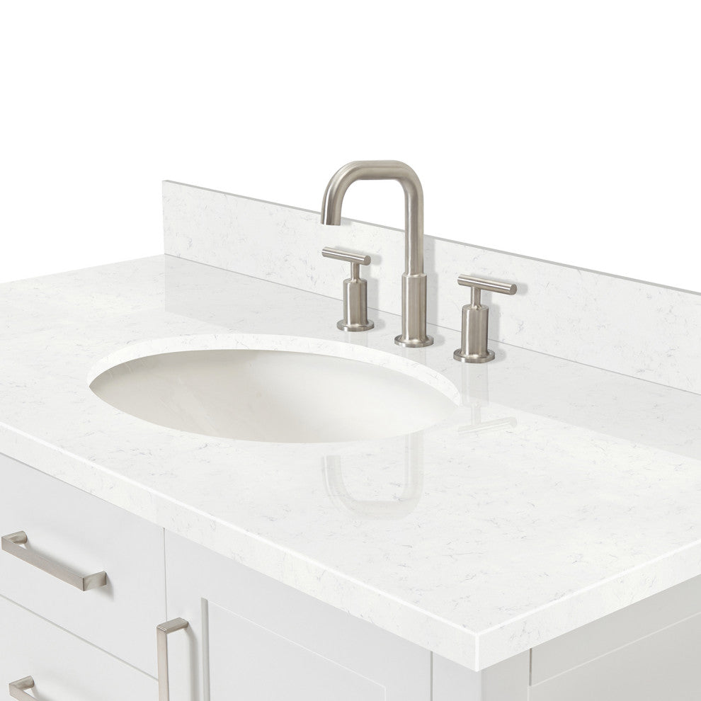 Ariel Bayhill 42" Single Oval Sink Bathroom Vanity, Carrara Quartz