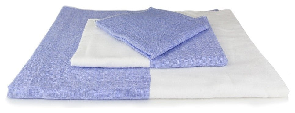 Yoshii - Two Tone Chambray, Blue and White, Wash Cloth