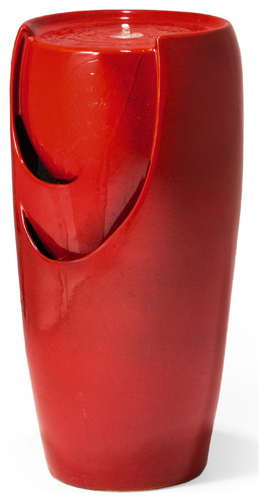 Red Ceramic Pot Fountain with Pump