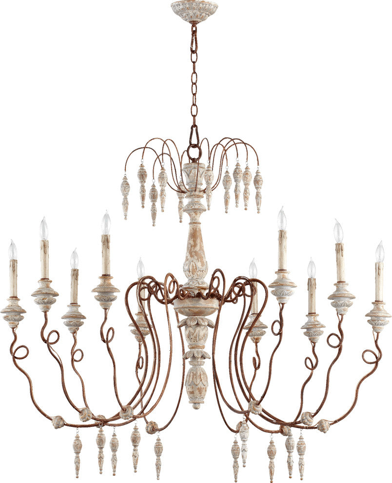 La Maison 10-Light Chandelier, Manchester Grey With Rust Accents