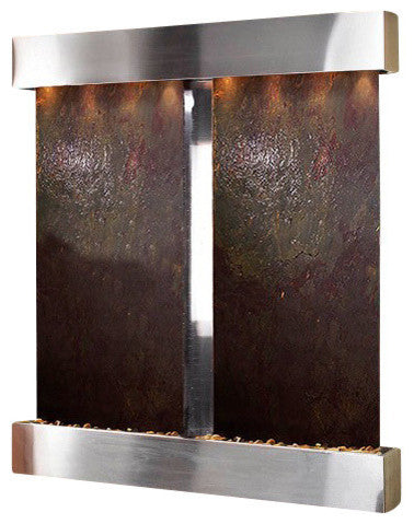 Aspen Falls Wall Fountain, Stainless Steel, Multi Color Featherstone, Square Fra