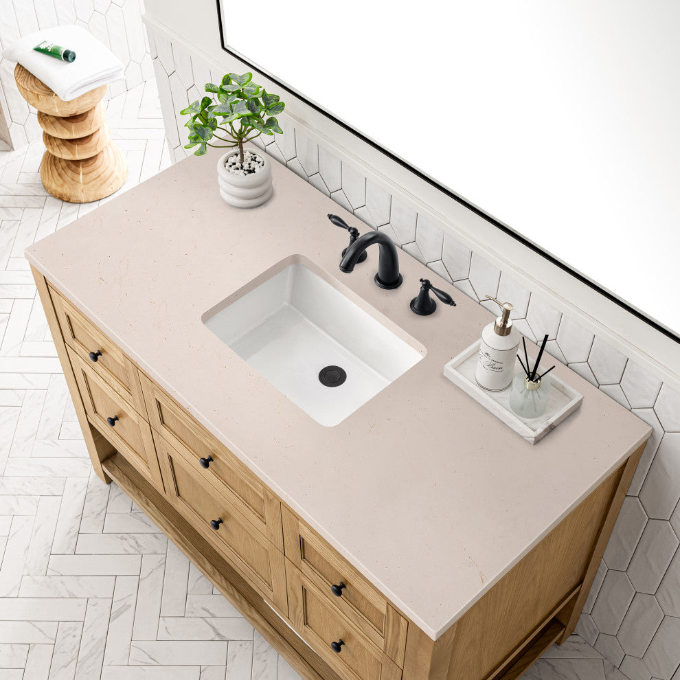 Breckenridge 48" Single Vanity, Light Natural Oak, 3CM Eternal Marfil Top