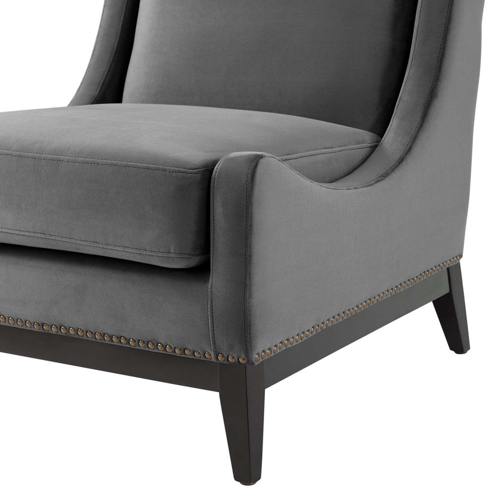 Armchair Accent Chair, Set of 2, Velvet, Gray, Modern, Lounge Hospitality