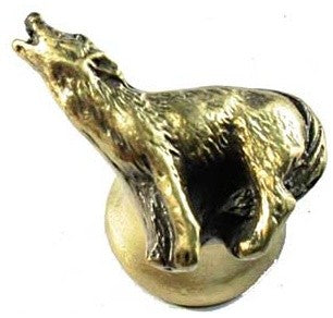 Howling Wolf Knob - Antique Brass, SIE-681397
