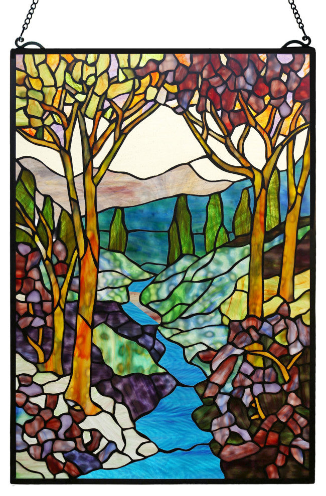 Landscape 26"H Tiffany Window Panel