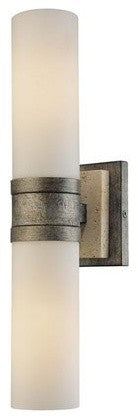 2-Light Wall Sconce, Copper Bronze Patina With Etched Opal Glass