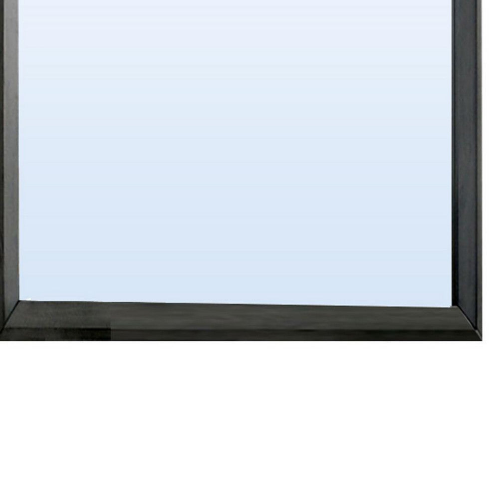 Benzara BM235481 45" Rectangular Wooden Frame Contemporary Mirror, Gray