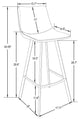 LeisureMod Elland Modern Upholstered Leather Bar Stool Iron Legs, Gray