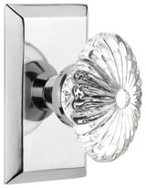 Single Studio Plate With Oval Fluted Crystal Knob, Bright Chrome