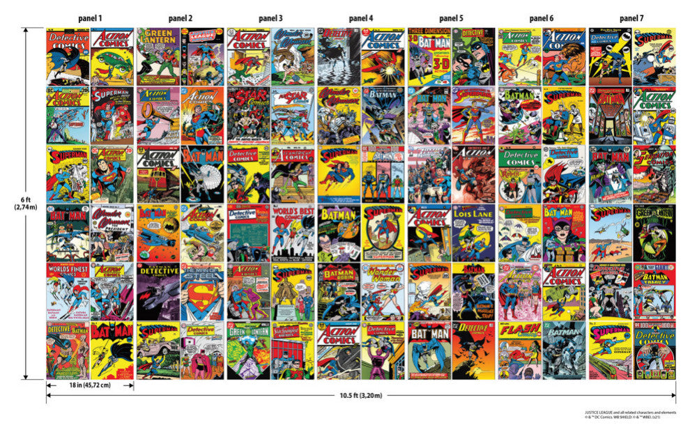 Classic Dc Comics Covers Peel and Stick Wallpaper Mural
