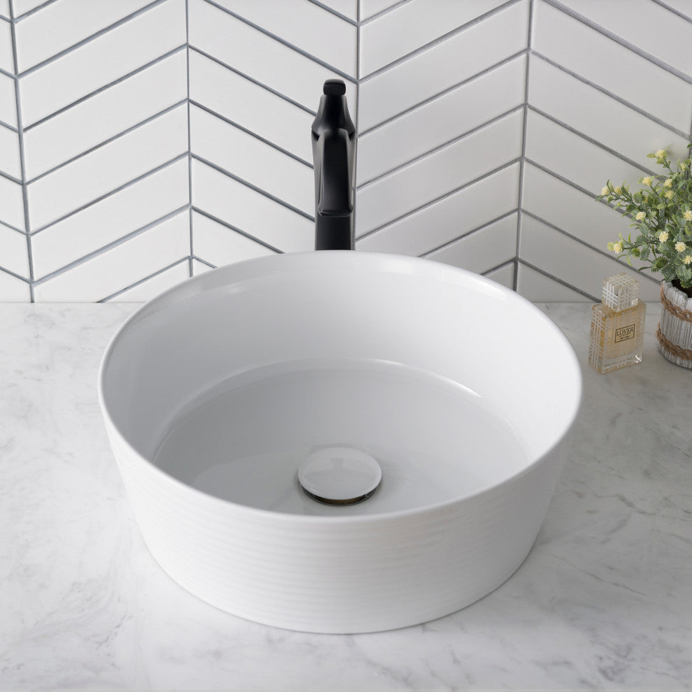 Viva Ceramic Round Vessel Bathroom Sink, White