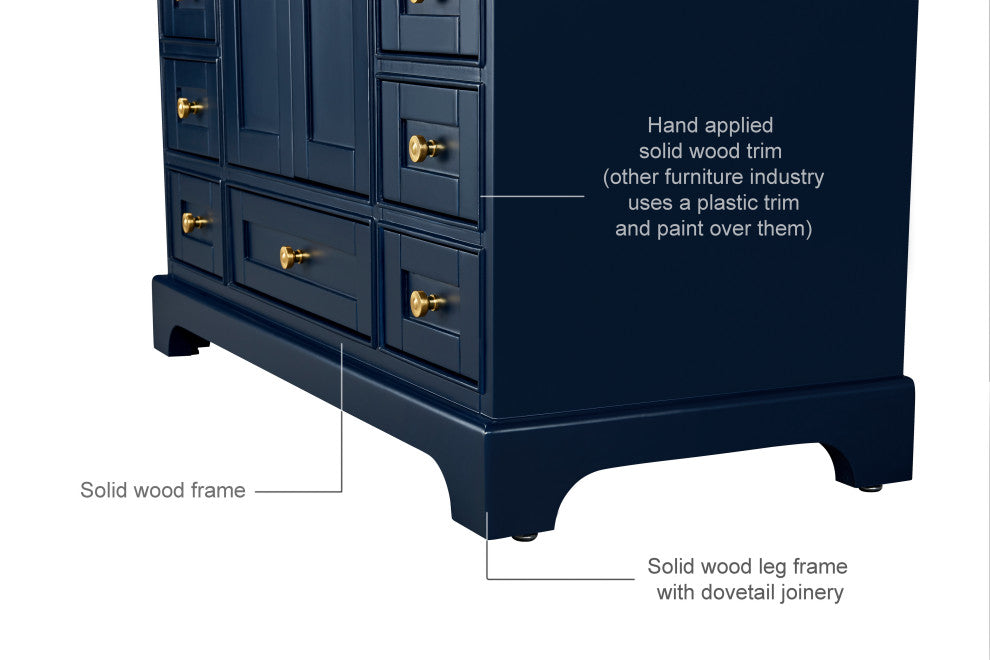 Audrey Vanity Set, Heritage Blue, 60", Gold Hardware, No Mirror