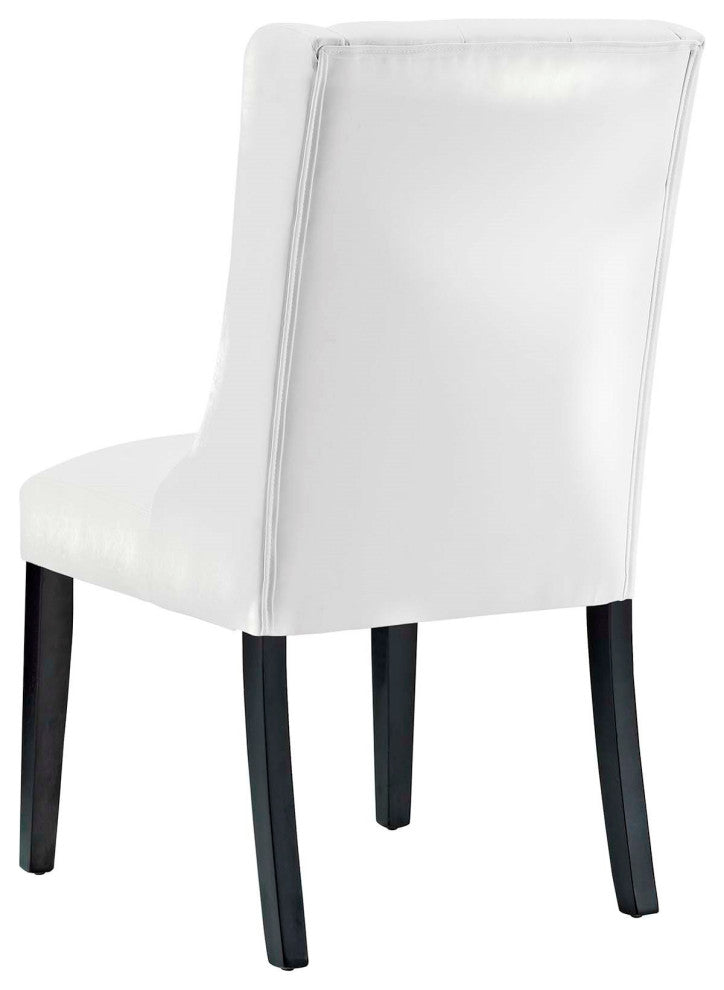 Side Dining Chair, Faux Leather, White, Modern, Bistro Restaurant Hospitality