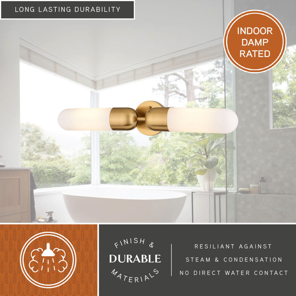 Thalia 24.75" Bath Bar Vanity Light White Glass Shade, Antique Gold