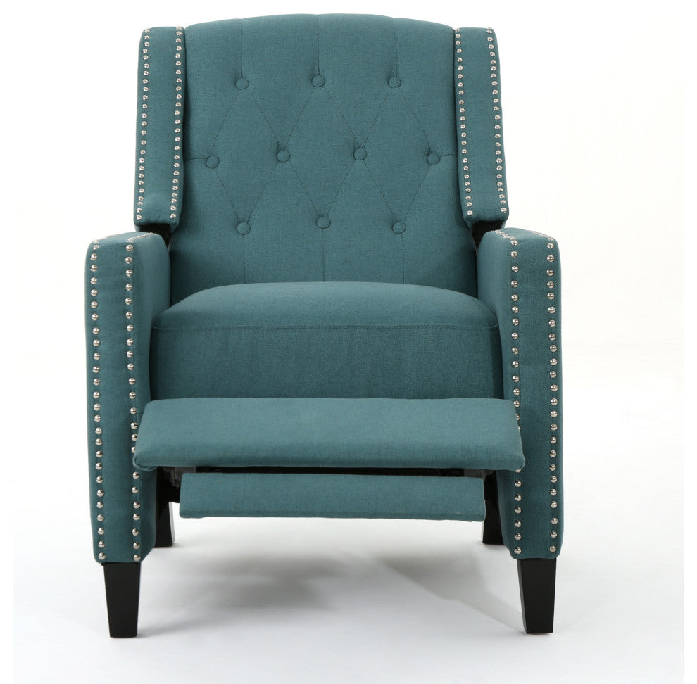 GDF Studio Izaak Tufted Back Fabric Recliner Chair, Dark Teal