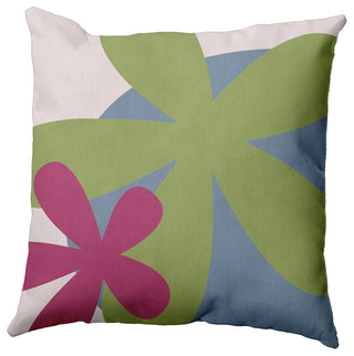 Bold Flowers Polyester Indoor Pillow, Apple Green, 26"x26"