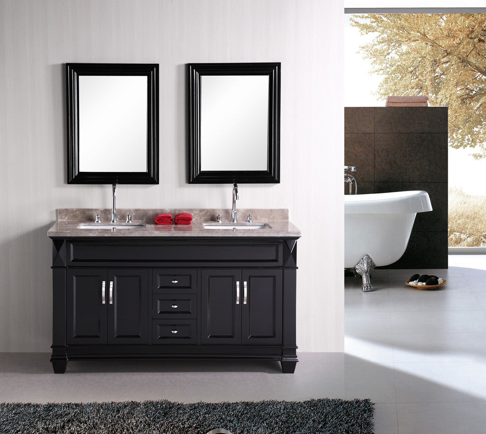 Hudson 61" Double Sink Vanity Set, Espresso
