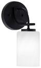 Cavella 1 Light Wall Sconce, Matte Black Finish, 4" White Marble Glass