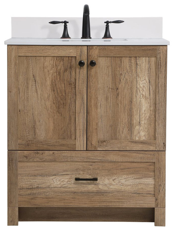 Home Living 30" Single Bathroom Vanity, Natural Oak With Backsplash