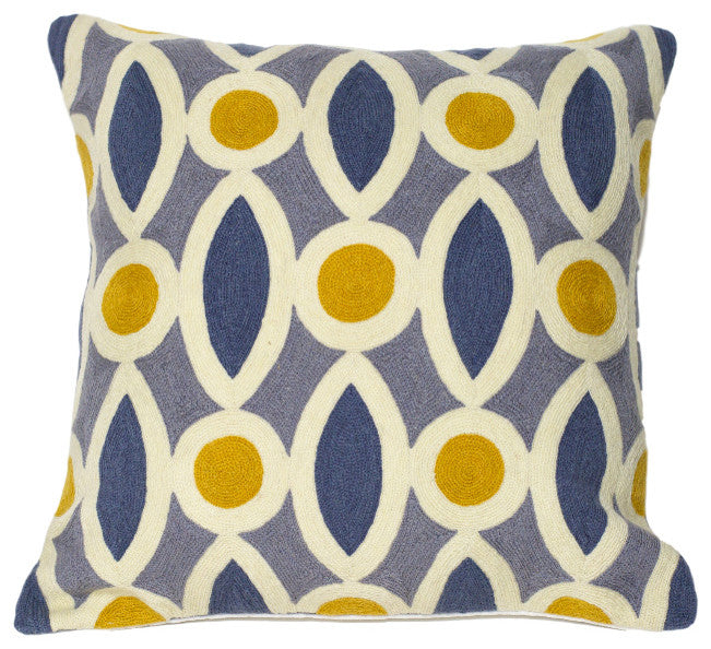 Hand-Embroidered Pondicherry Geometric Pillow, Cover Only