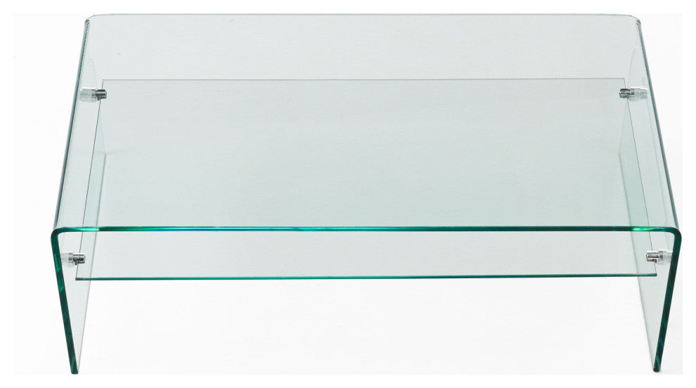 GDF Studio Classon Glass Rectangle Coffee Table With Shelf