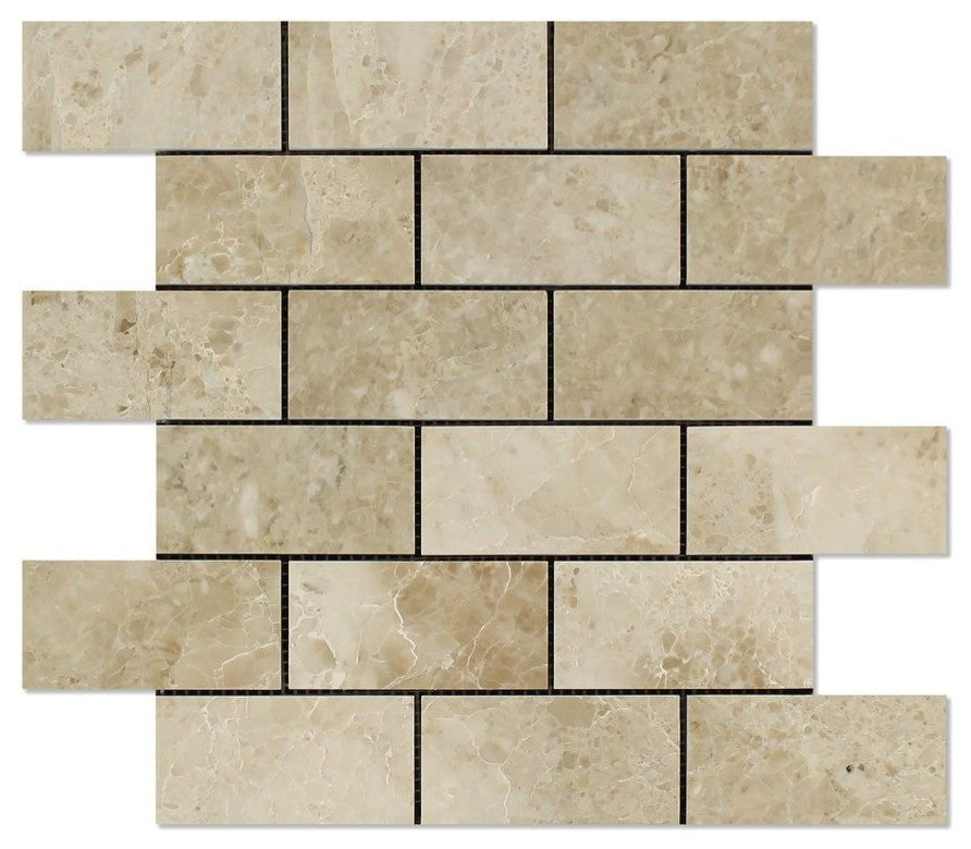 2 X 4 Cappuccino Marble Polished Brick Mosaic Tile