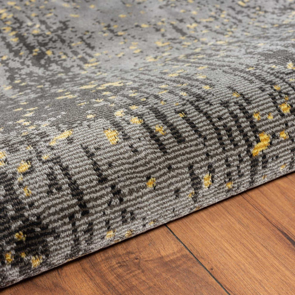 5" x 8" Gray and Yellow Abstract Sprinkle Area Rug