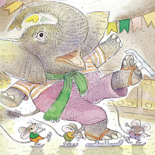 "Elephant and Mouses" Painting Print on Canvas by Curtis