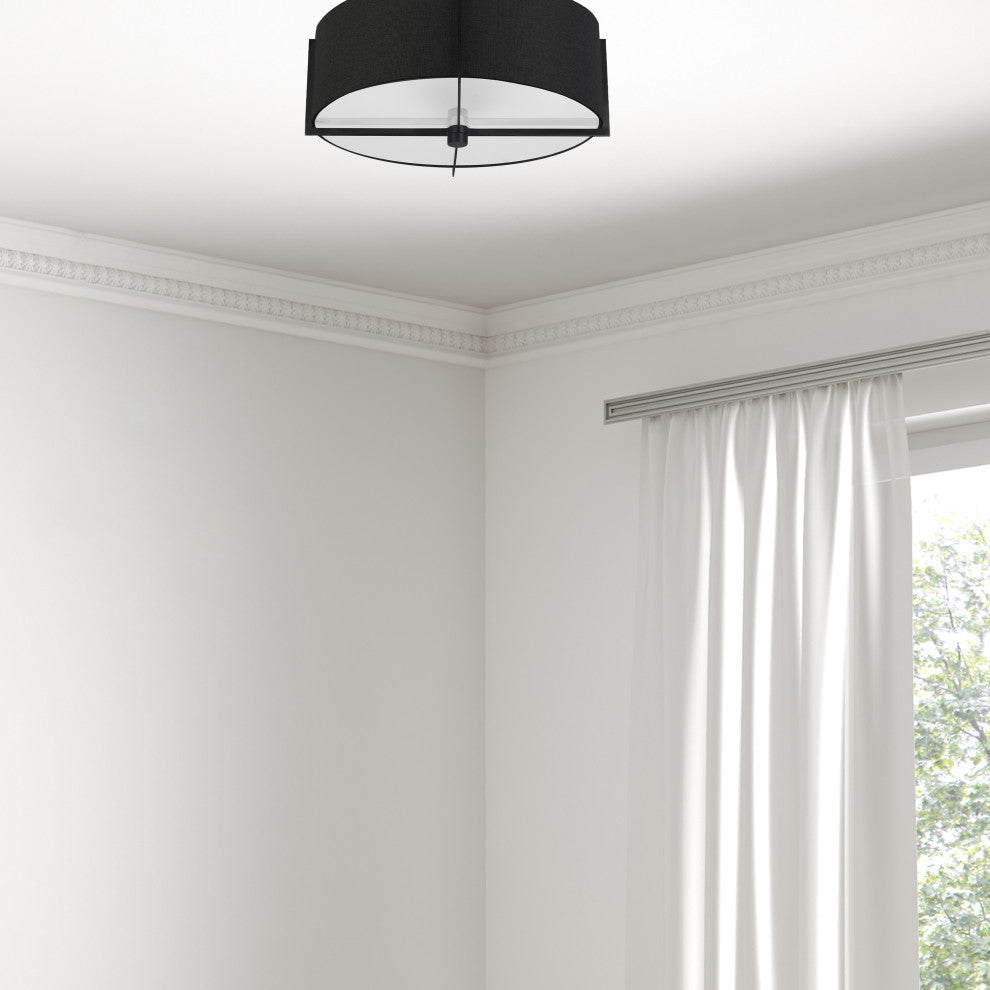 Black Contemporary Semi-Flush Mount With Matte Black Metal