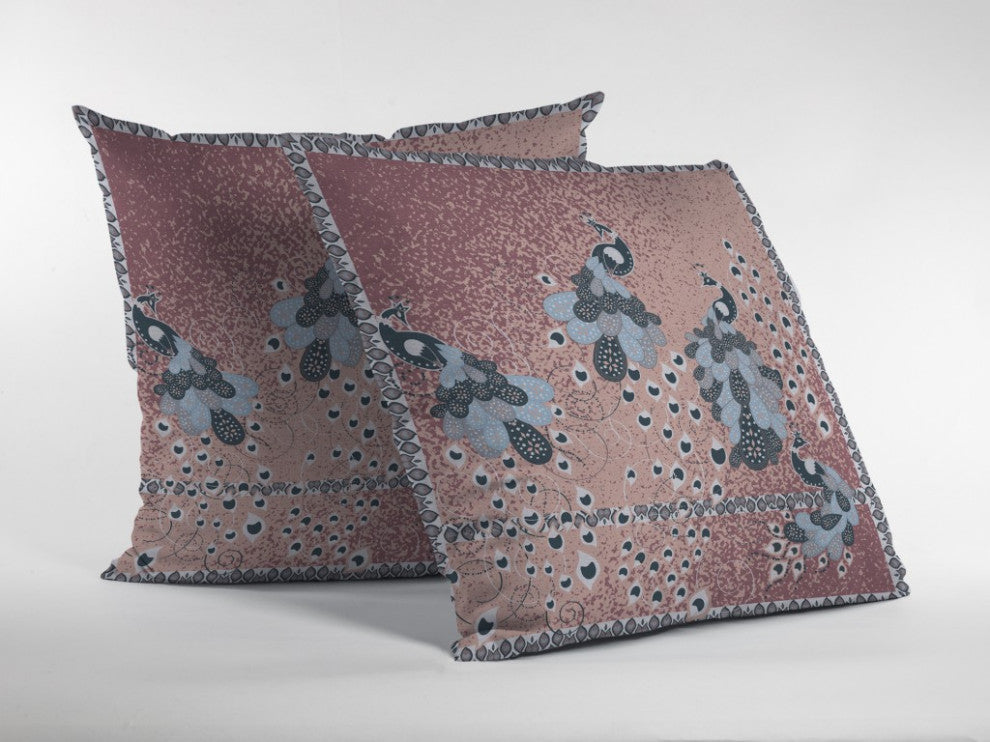18" Dusty Pink Boho Bird Suede Throw Pillow