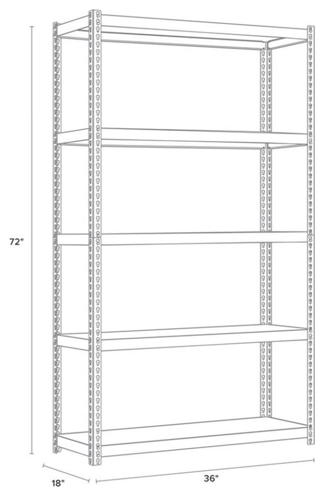 Iron Horse 3800 Riveted Metal Shelving 5-Shelf Unit 18D x 36W x 72H Black