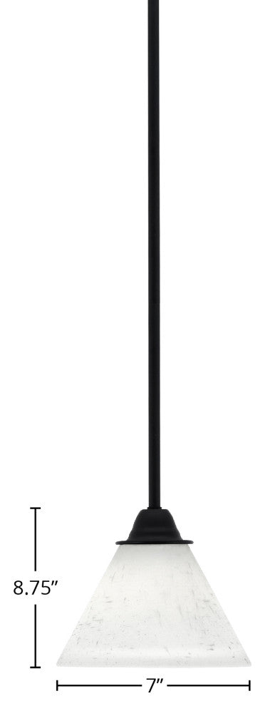 Paramount Mini Pendant, Matte Black, 7" White Muslin Glass