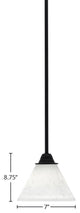 Paramount Mini Pendant, Matte Black, 7" White Muslin Glass