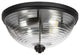 18" 4-Light Flush Mount Light, Matte Black, Clear Ribbed Glass