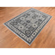 Medium Gray Pure Wool Hand Knotted Peshawar With Karajeh Design Rug 6'2"x9'2"