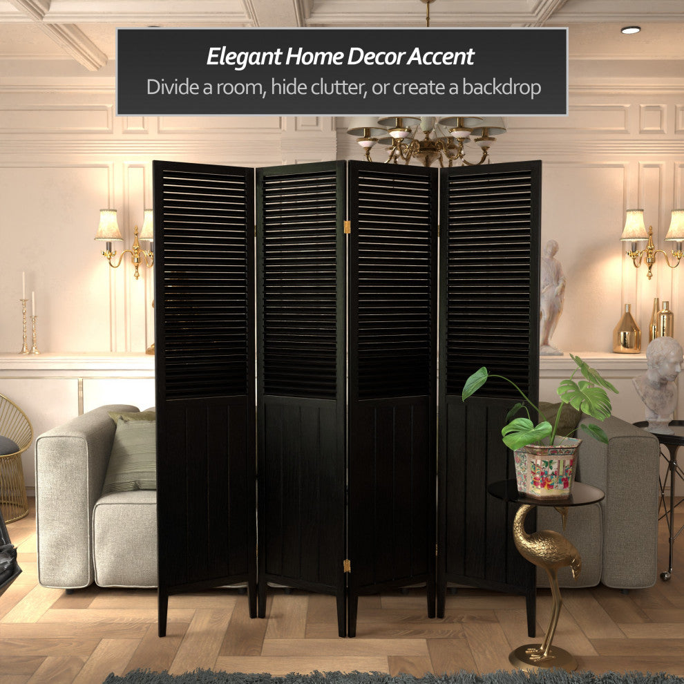 6' Tall Beadboard Divider, Black, 4 Panels