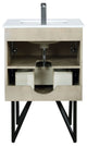 Lancy Modern 24" Rustic Acacia Square Sink Bathroom Vanity Set, Labaro Rose Gold