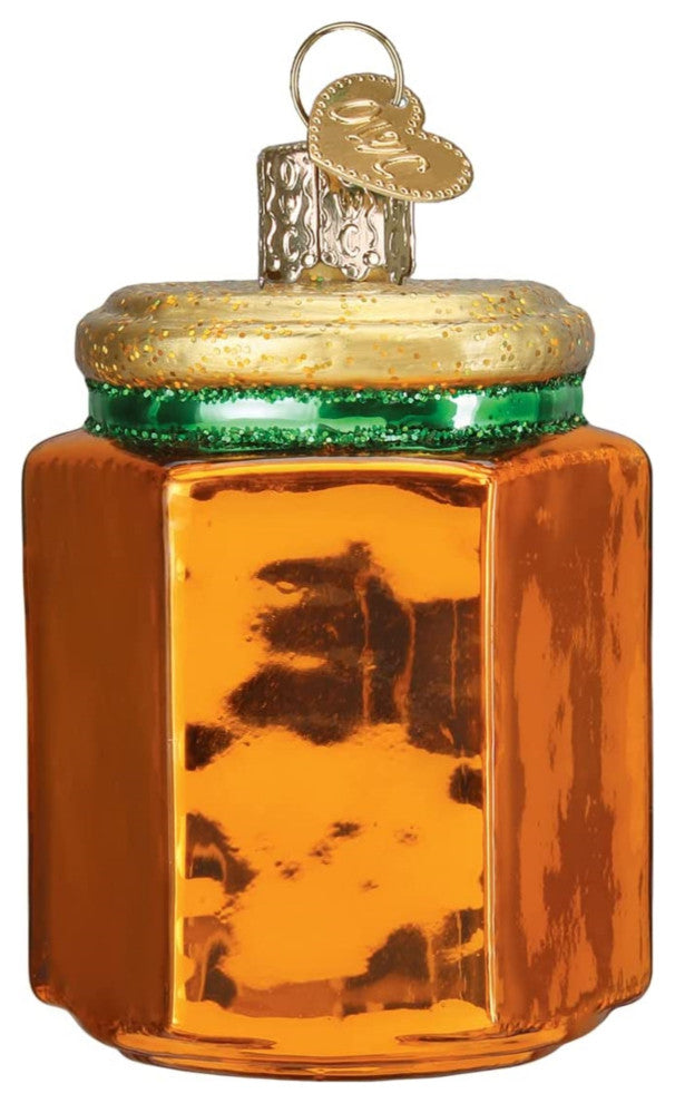 Old World Christmas Glass Blown Jar of Marmalade Ornament, Orange, 3"