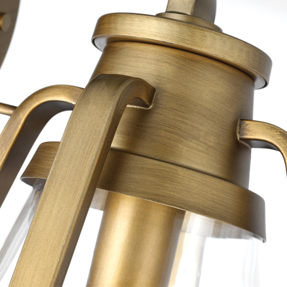 Everett 1-Light Large Wall Sconce, Natural Brass With Clear Glass
