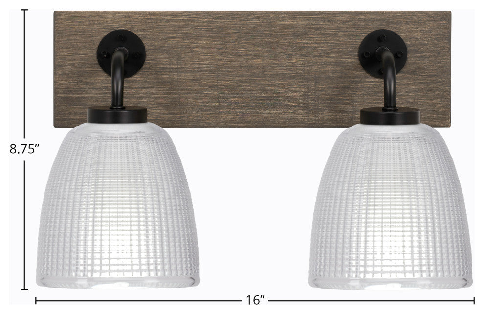 Oxbridge, Bath Bar, Matte Black & Painted Distressed Metal, 5" Clear Ribbed