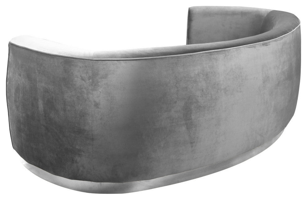 Julian Velvet Upholstered Sofa, Gray, Chrome Base