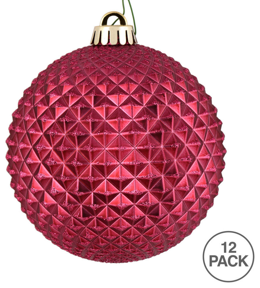 Vickerman N188421D 2.75" Berry Red Durian Glitter Ball Ornament, 12 Per Bag